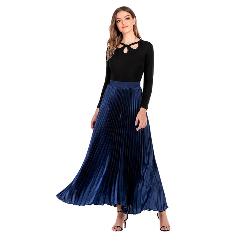 

Women Skirt Vintage 2020 Pleated Fashion Floor-length Women Skirt Casual