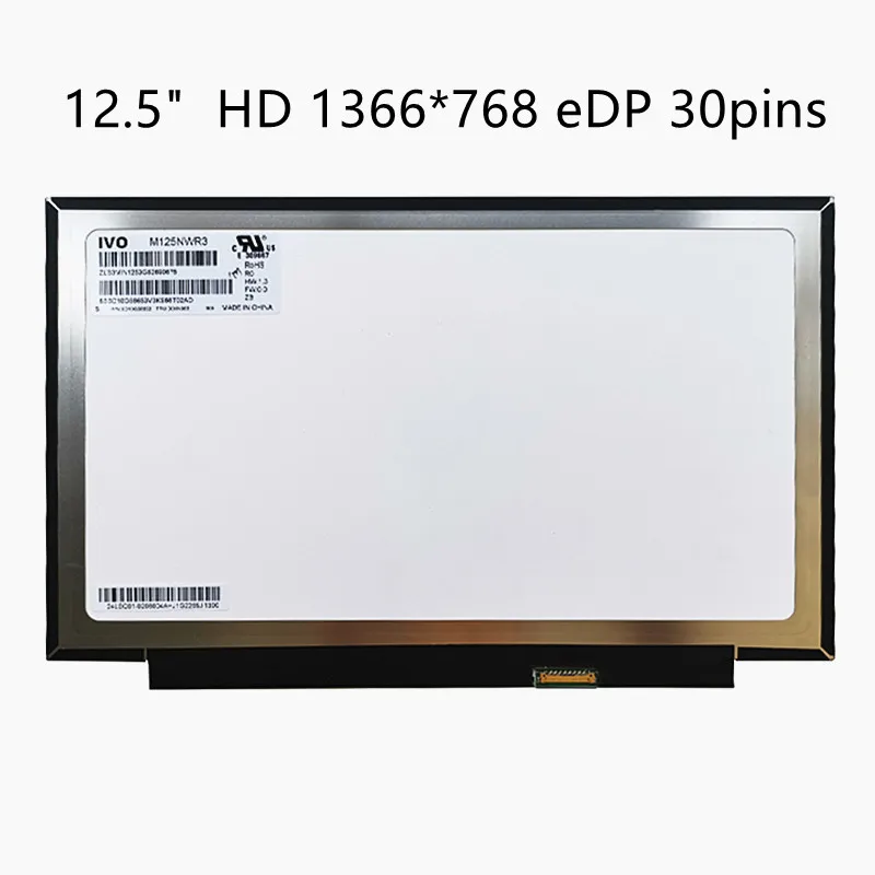 

12.5" M125NWR3 R0 LP125WH2 SPT1 Laptop LCD Screen HD 1366x768 eDP 30pin matrix display panel replacement