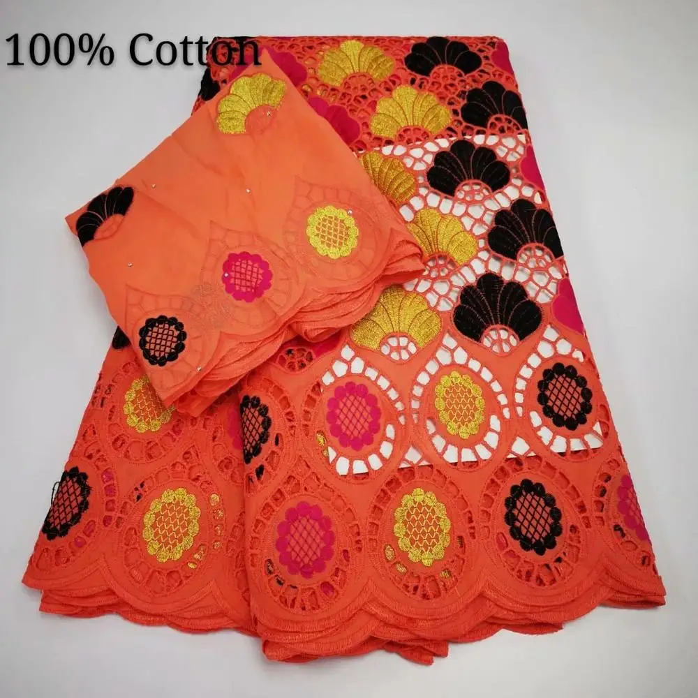 

new fashion eyelet cotton lace fabric 5+2yards swiss voile lace fabric in swizerland good quality cotton lace for dress F9JN062