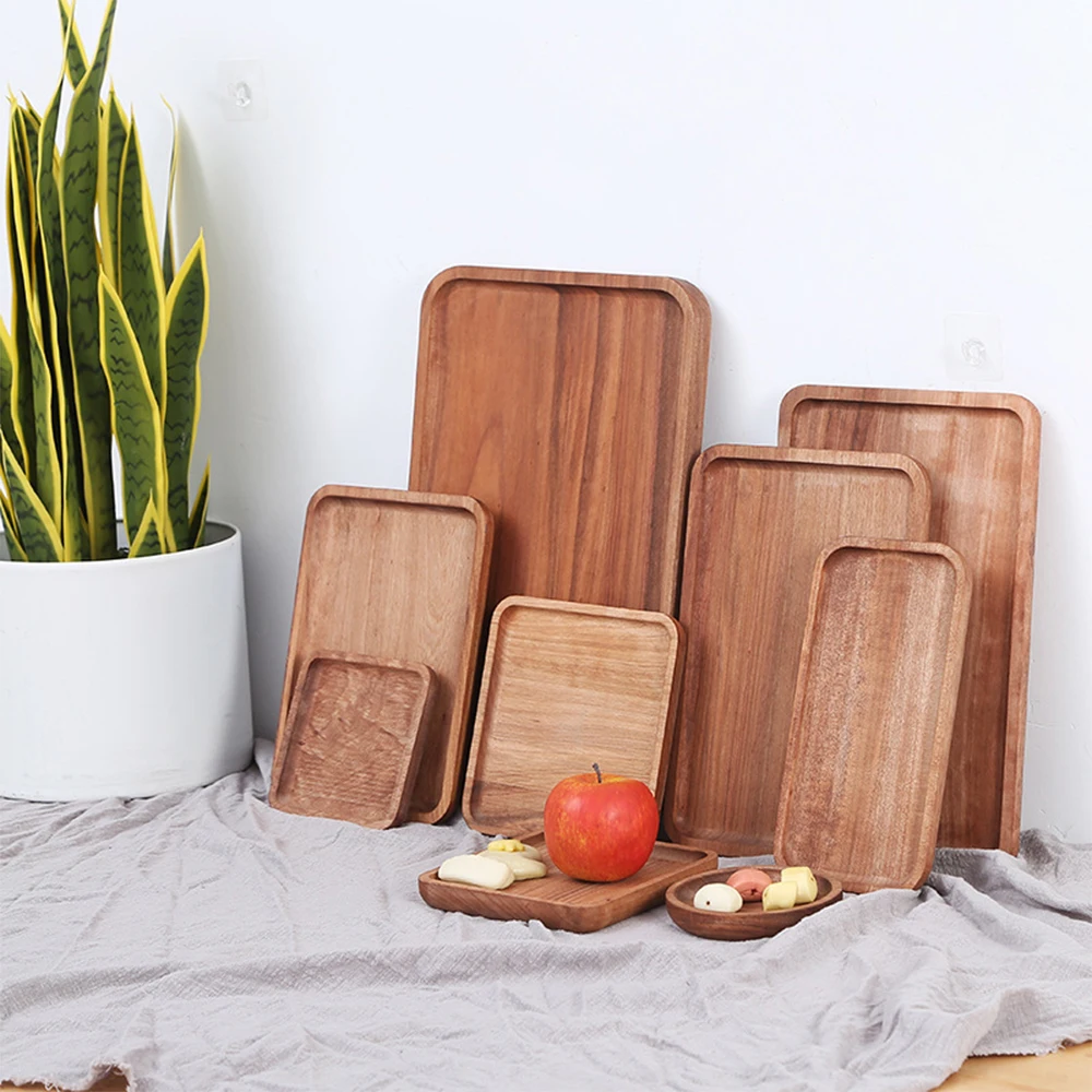 

1PCS Steak Plate Natural Rosewood Modern Simplicity Serving Tray Kung Fu Tea Cutlery Trays Pallet Fruit Dessert Plate Dinnerware