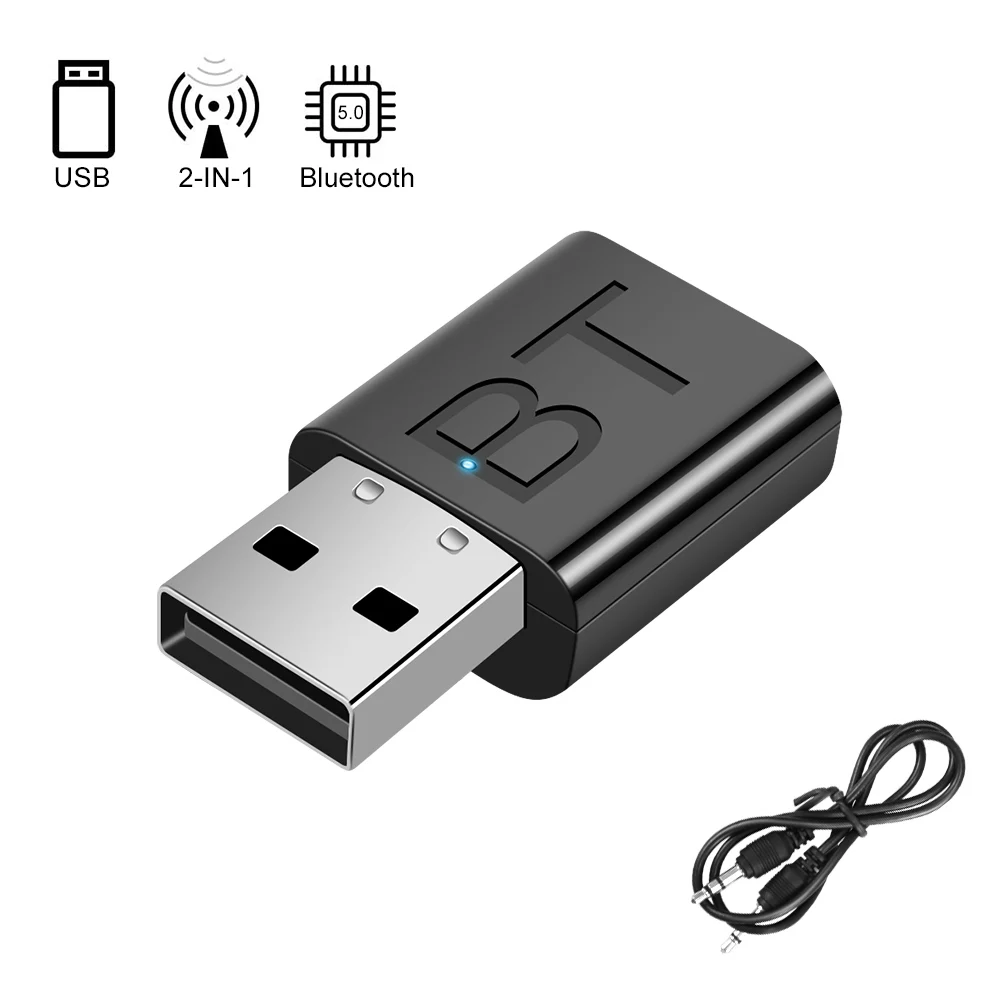 NEW USB Bluetooth 5.0 Transmitter Receiver 3 In 1 Adapter Dongle 3.5mm AUX For TV PC Headset Home Stereo Car HIFI Audio | Компьютеры и