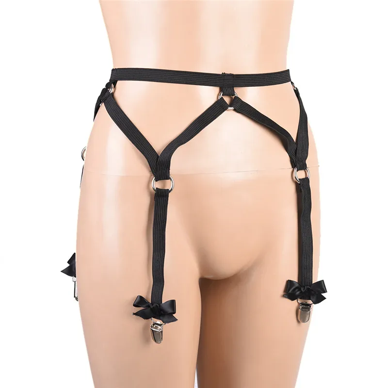 

Sexy Lingerie Harness 60-100cm Waist Black Sexy Bow Garter Belt Harajuku Pastel Goth Harness Garter Stockings