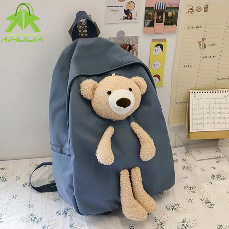 

Fashion Girls Solid Color Multifunction Backpack Lovely Girl High Capacity Student School Bags New Nylon Travel Shoulder Bag
