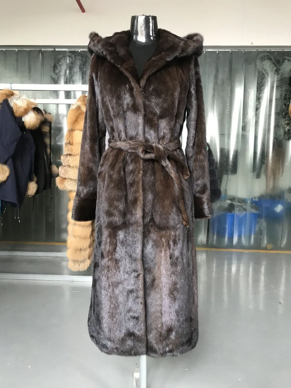 Tatyana X-длинное женское пальто из натурального меха норки, 120 см., тонкое пальто из меха норки с поясом, натуральная кожа, модное зимнее пальто из меха норки