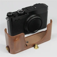 scratch resistant pu leather half case protective shell base cover for fujifilm x e4 camera accessories