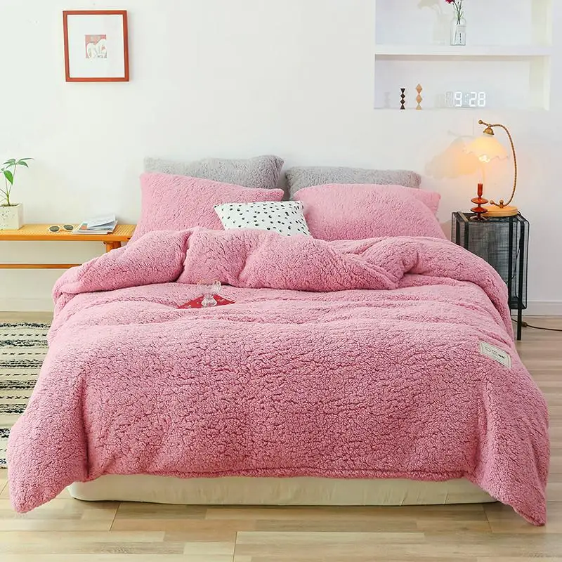 

Luxury Plush Shaggy Solid Color Bedding set Warm Soft Perfect for Winter Duvet Cover Bed sheet Pillowcase Twin Queen 1/3/4Pcs