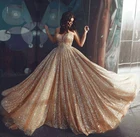 Золотое блестящее свадебное платье-бохо с блестками, сексуальное платье с v-образным вырезом и открытой спиной длиной до пола, наряд с блестками, деревенские Свадебные платья для невесты 2020