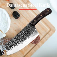 damascus kitchen knife chef knife stainless steel vegetable cutter slicer forge handmade meat cleaver 7 inch