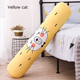 Yellow cat Плюшевая цилиндрическая подушка, Мультяшные животные, мягкая круглая подушка для сна, для взрослых, детей, ноги, поясничная Подушка, фламинго, 3 размера - Цвет: Yellow cat