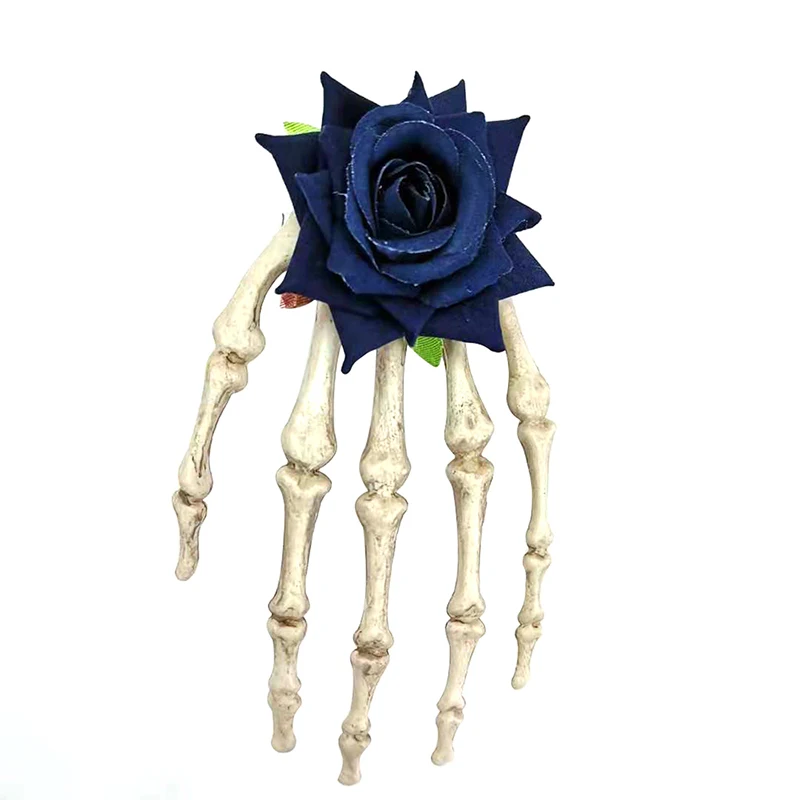 Большая заколка для волос с костяными розами и черепами украшение головного