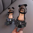 Сандалии Детские с бантом, мягкие, со стразами, плоская подошва, сланцы, для вечеринки, лето
