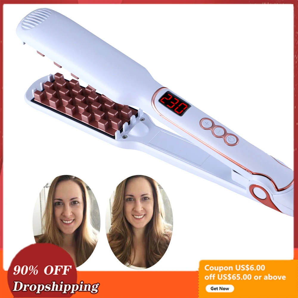 Пушистый выпрямитель для волос керамический Стайлинг объемный утюжок прямые