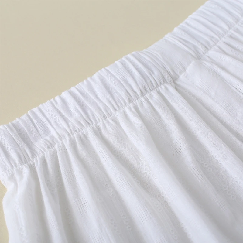 

Women Layered Decorative Skirt Striped Jacquard White A-Line Flare Curved False Hem Buttons Detachable Apron Accessories