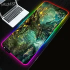 Большой коврик для мыши MRGBEST Fantasy World с RGB-подсветкой, 7 цветов, игровая компьютерная клавиатура со светодиодный Ной подсветкой, водонепроницаемый резиновый коврик XXL для ПК и ноутбука