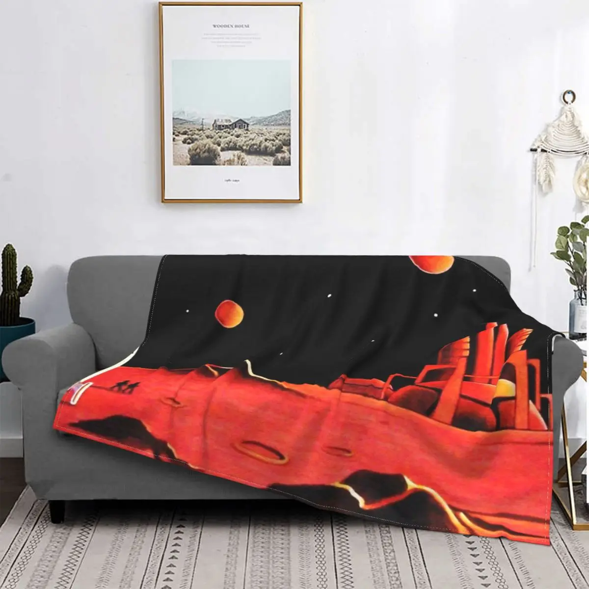 

Manta a cuadros City On Mars para bebé, para cama colcha, manta de verano