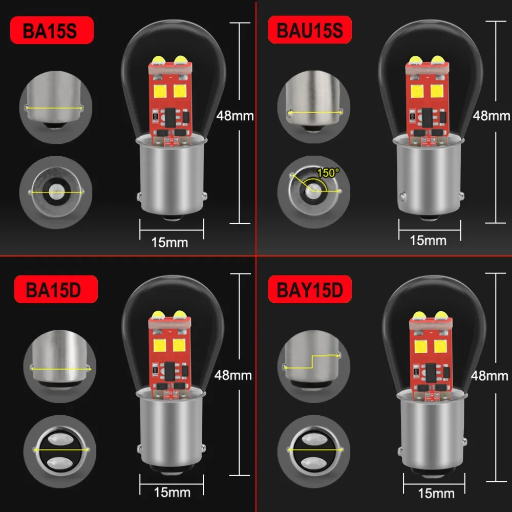 1 шт. 1156 P21W BA15S 1157 P21/5 Вт BAY15D BA15D BAU15S автомобильный тормоз светильник авто лампы обратной парковочная лампа 12V с поворотом инструкций Led