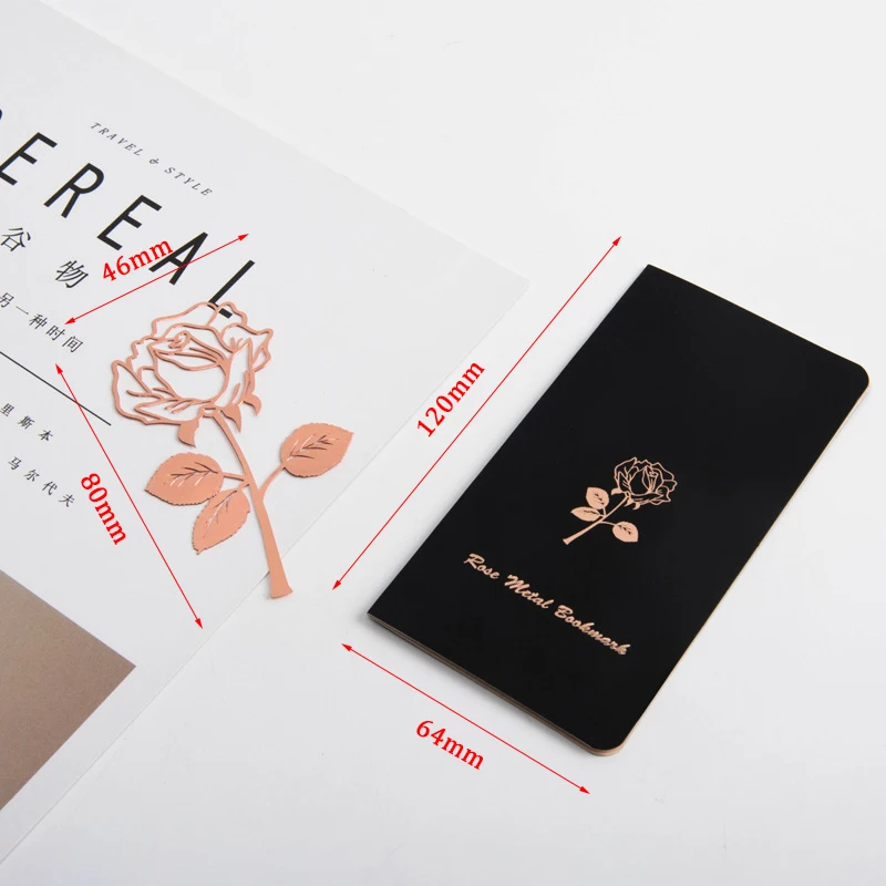 

1pc Retro Metal Beautiful Rose Bookmark Gifts with Greeting Card School Supplies