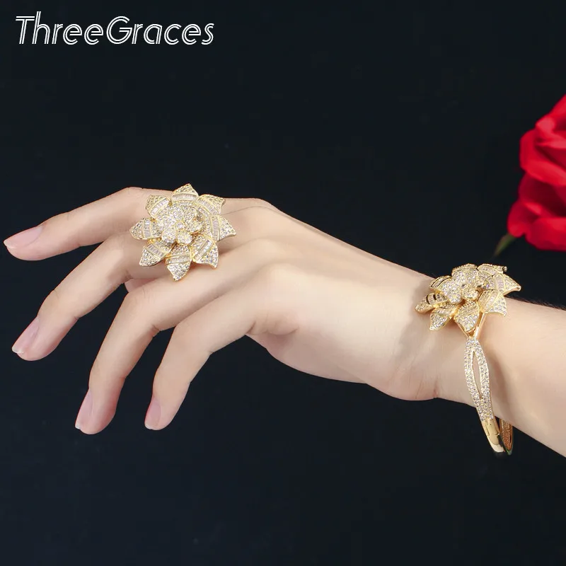 Женское кольцо на палец Threegraces сверкающее геометрическое золотого цвета с