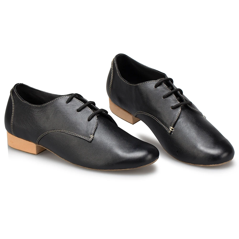 DKZSYIM Men's Latin Dance Shoes Professioal Tango Shoes For Boys Leather Lace-Up Salsa Dance Shoes 24-28.5CM Wholesale Low Heels