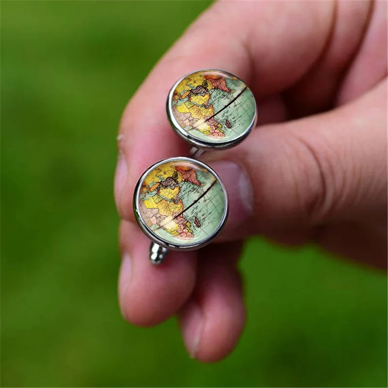 Винтажные запонки для рубашек с изображением земли и планеты|Зажимы галстука