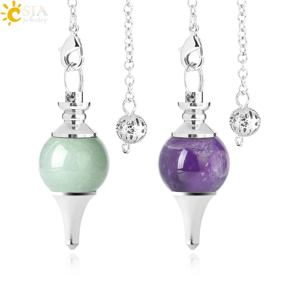 

CSJA Radiesthesia Pendulum for Dowsing Divination Natural Stone Crystal Quartz Red Agates Cone Pendants Pendule pendulos F269
