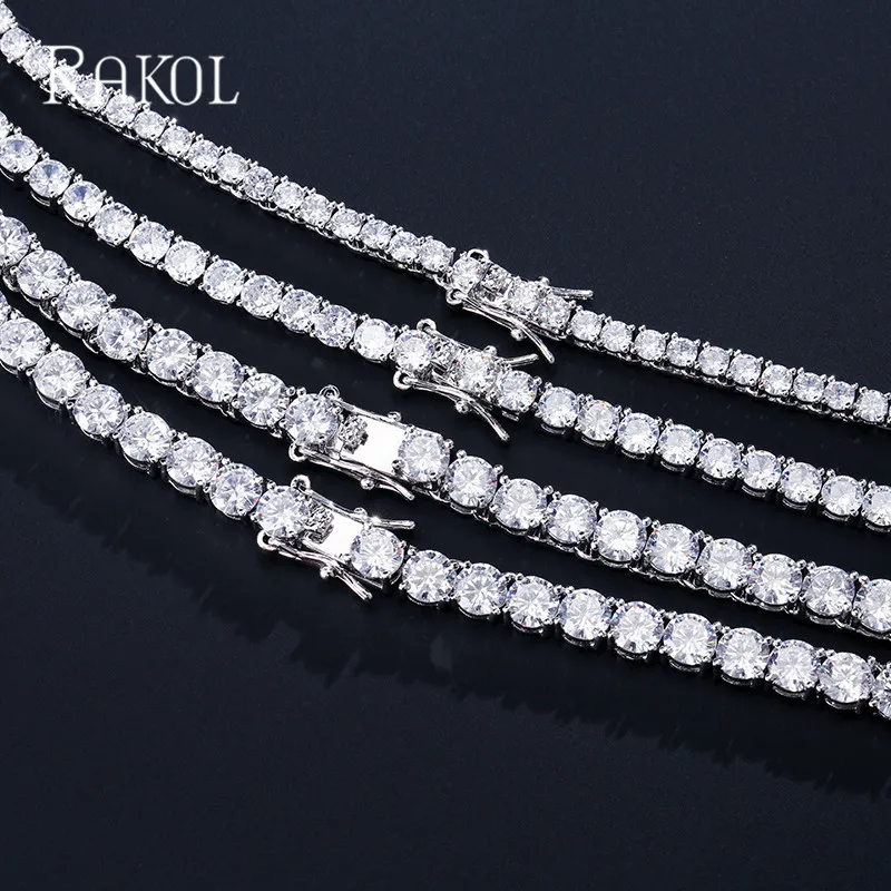 Цепь для тенниса RAKOL с фианитом мужчин и женщин роскошное ожерелье в стиле хип-хоп
