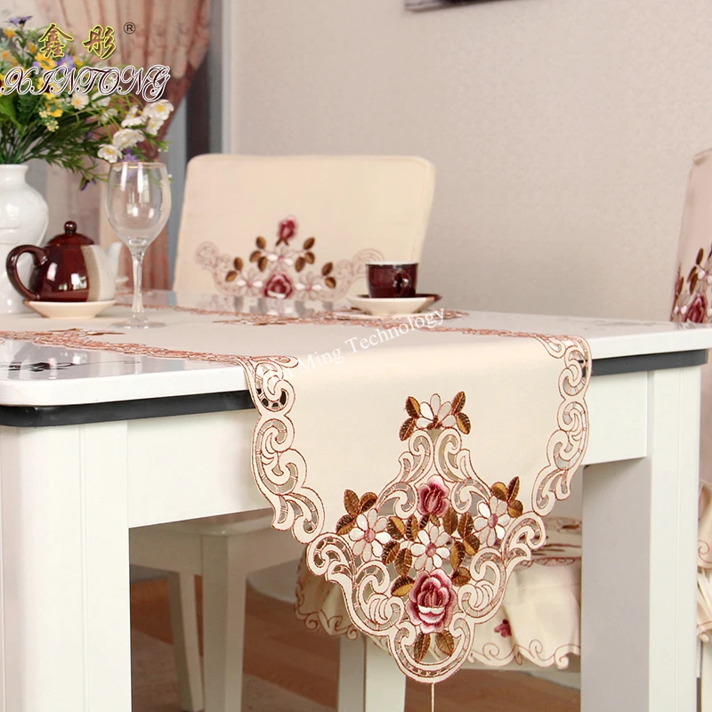 Table Runner Europe Embroidered Flag Cover Cup Mat Peony Flower Banner Pad Tv Cabinet Cloth Dust Home Textile | Дом и сад