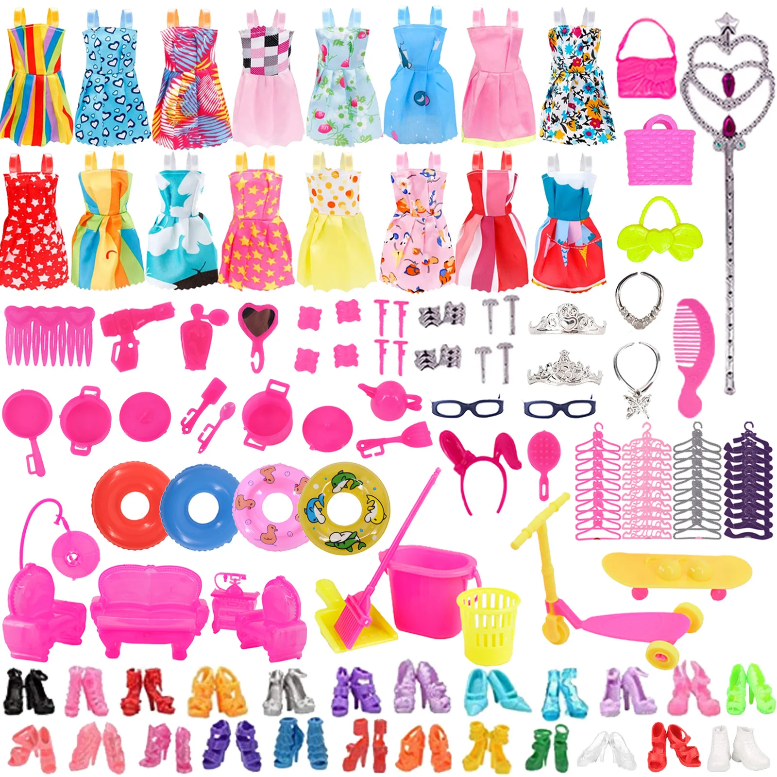 

76PCS/Set Barbies Clothes Furniture Accessories For 11.5inch Barbies Doll&1/6 BJD Blythe Noble Dinner Party Dress ,Girl's Gift