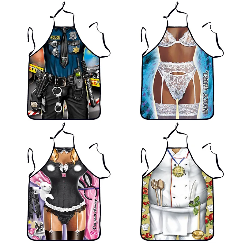 

3D Funny Apron Police Chef Kitchen Apron Man Women Aprons Dinner Party Cooking Apron Adult Master Culinary Baking Accessories