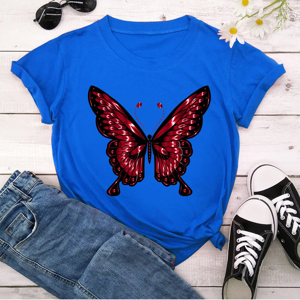 

Butterfly Women T-shirts 90s Printing Summer Autumn Print Lady Womens Stylish T Top Shirt Girl Tee T-Shirt TX8759