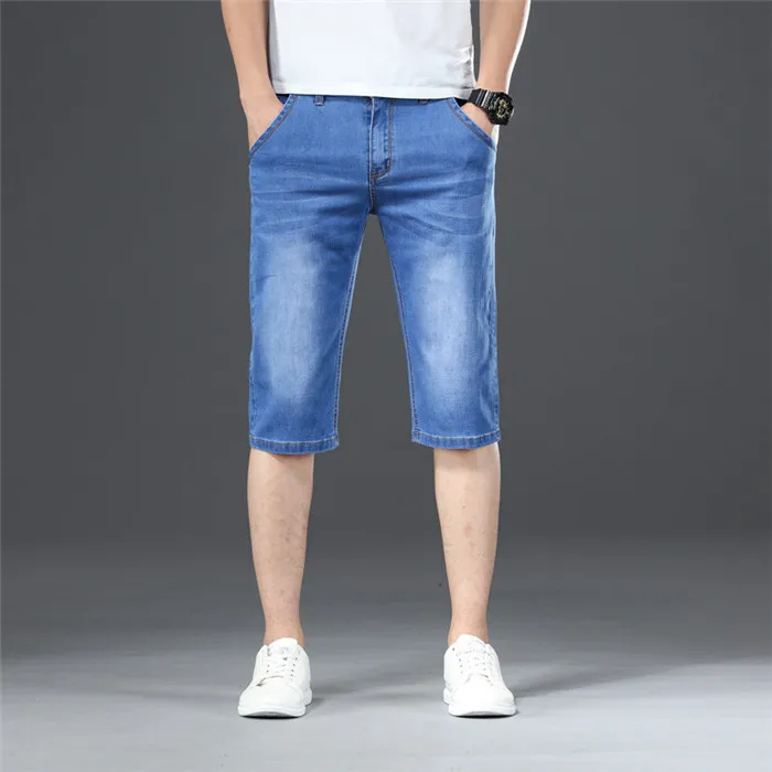 Мужские джинсовые шорты в стиле ретро светло коричневые повседневные из денима
