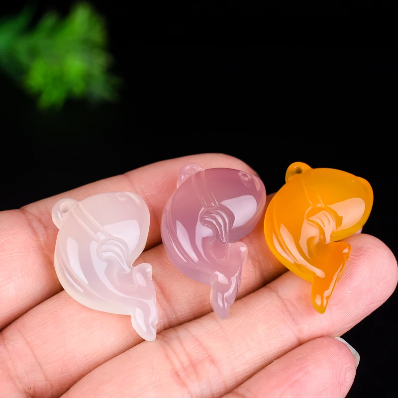 

Natural Yellow Pink White Dolphin Jade Pendant Fashion Jewelry Necklace Colorful Little Dolphin Men Women Ice Seed Jade Pendant