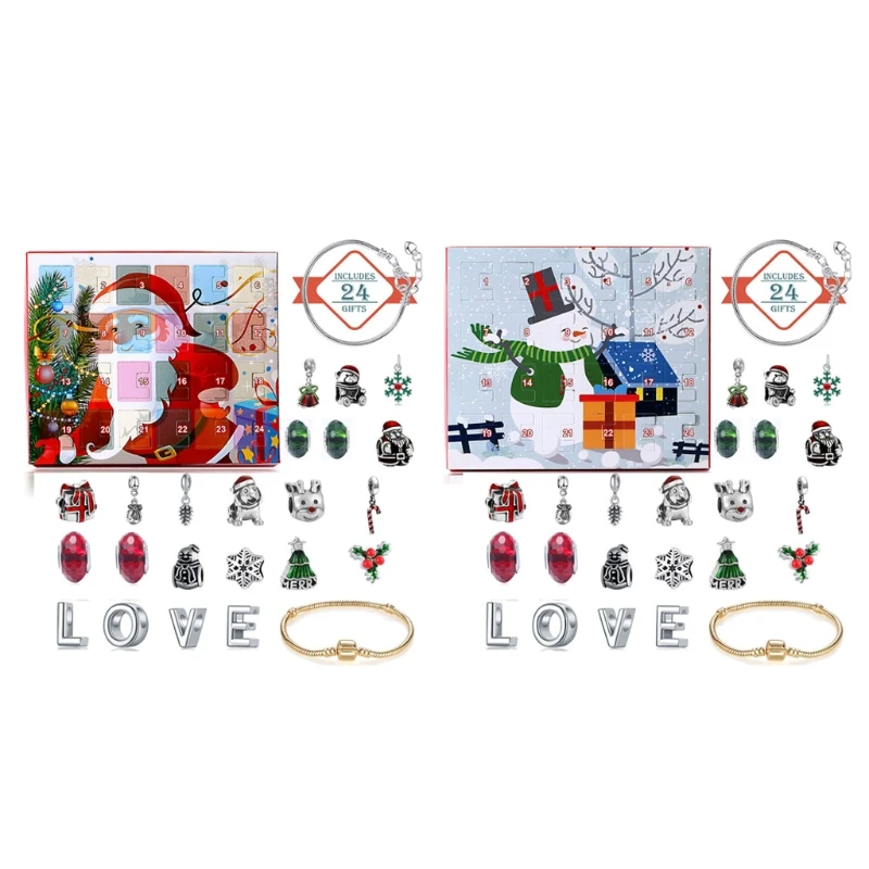 

Christmas Advent 24 Days Countdown Calendar Charming DIY Bracelet Beads Set