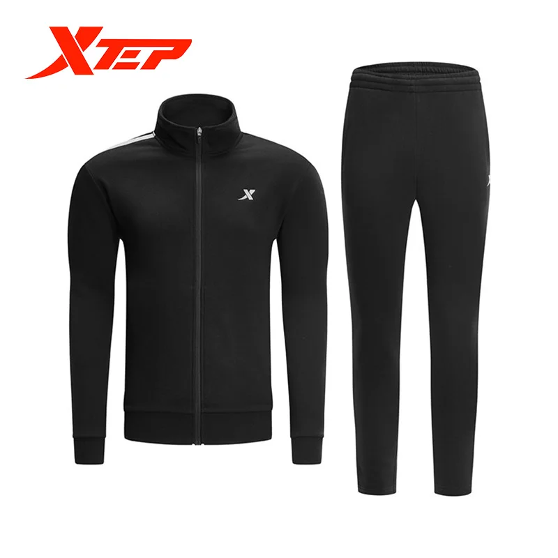 Xtep 2 шт./компл. Мужская спортивная одежда зима весна сохраняющая тепло толстовка