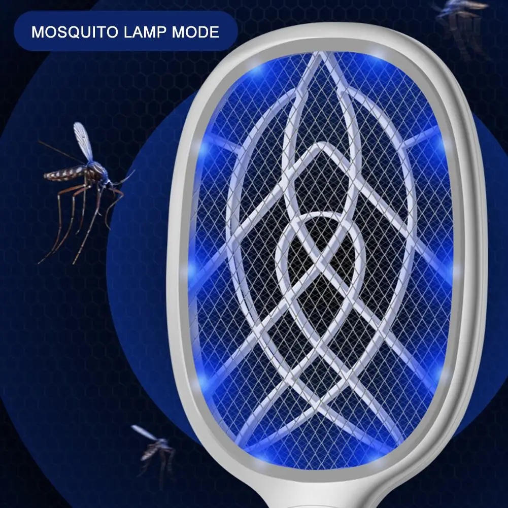 

Electric Mosquito Swatter Bug Zapper Racket Fruit Fly Swatter Zap Pest Control Safe Mesh USB 2000mAh Rechargeable LED Light