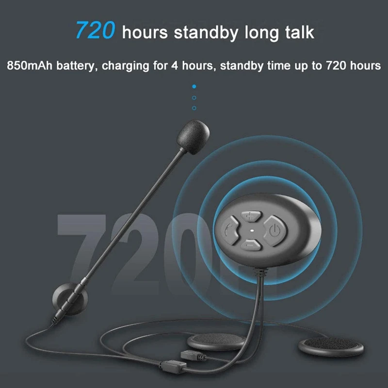 2Pcs DK12 Bluetooth 5.0 Helmet Headset Intercom with FM Radio Motorcycle Noise Cancellation IP65 Waterproof