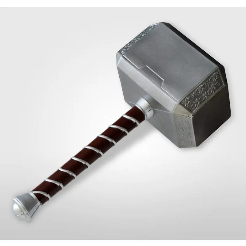 1:1, искусственная кожа, рисунок Thor Thunder Hammer, модель оружия, молоток Тора, косплей, детский подарок, игрушка для ролевых игр из фильма, безопасная игрушка, 44 см - Цвет: White