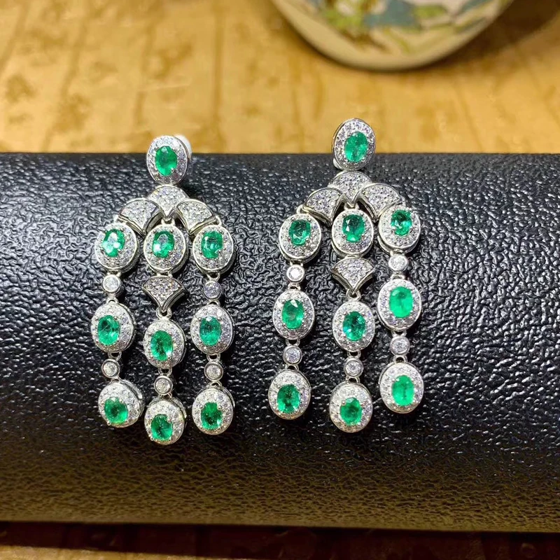 CoLife Jewelry 100% Natural Emerald Drop Earrings for Wedding 20 Pieces Real 925 Silver | Украшения и аксессуары