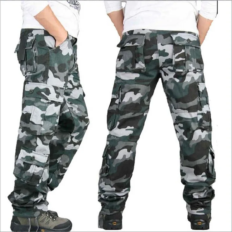 Оптовая продажа мужские брюки карго военные камуфляжные свободные хлопковые