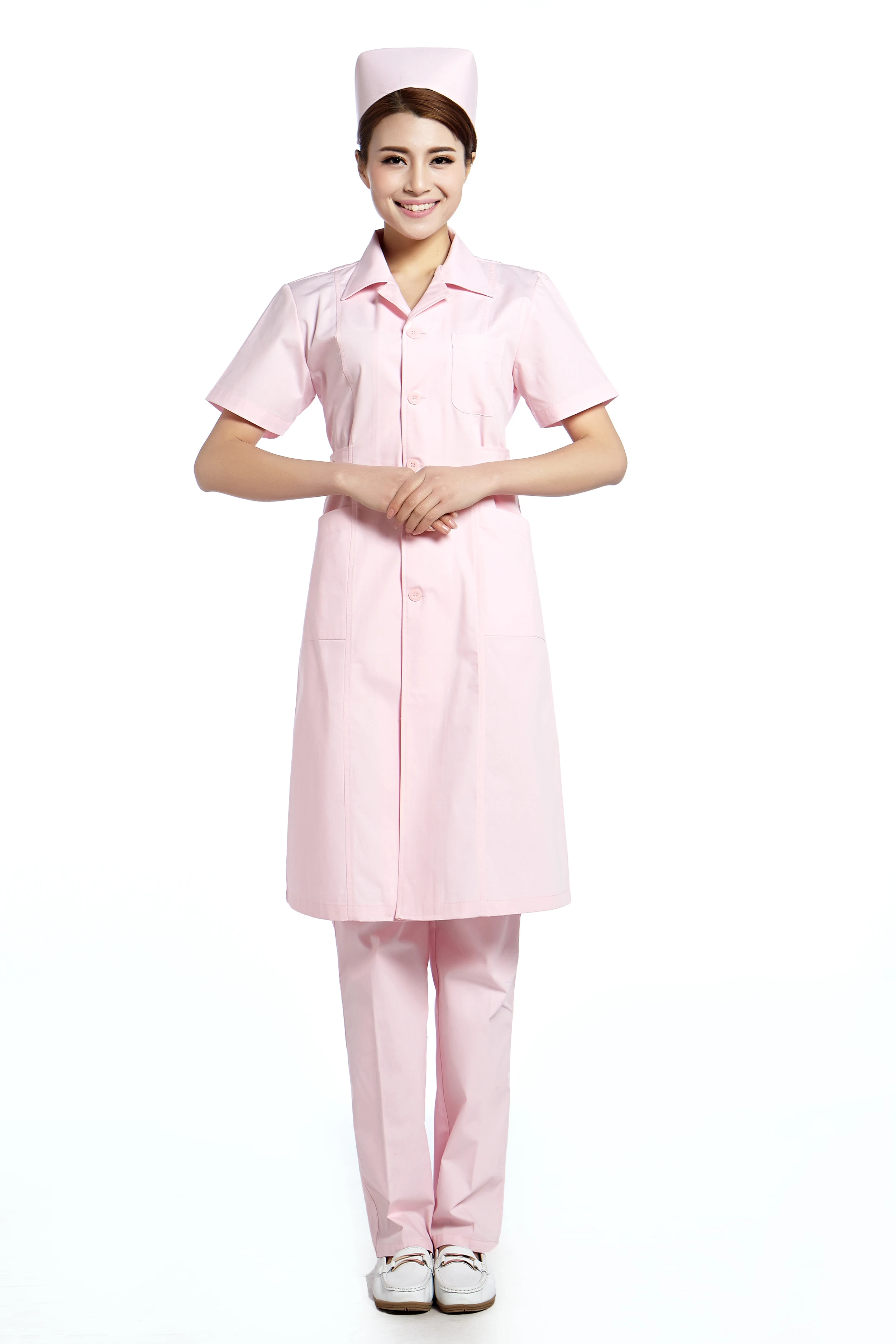Розовый короткий рукав медсестры платье аптека Униформа красота центр