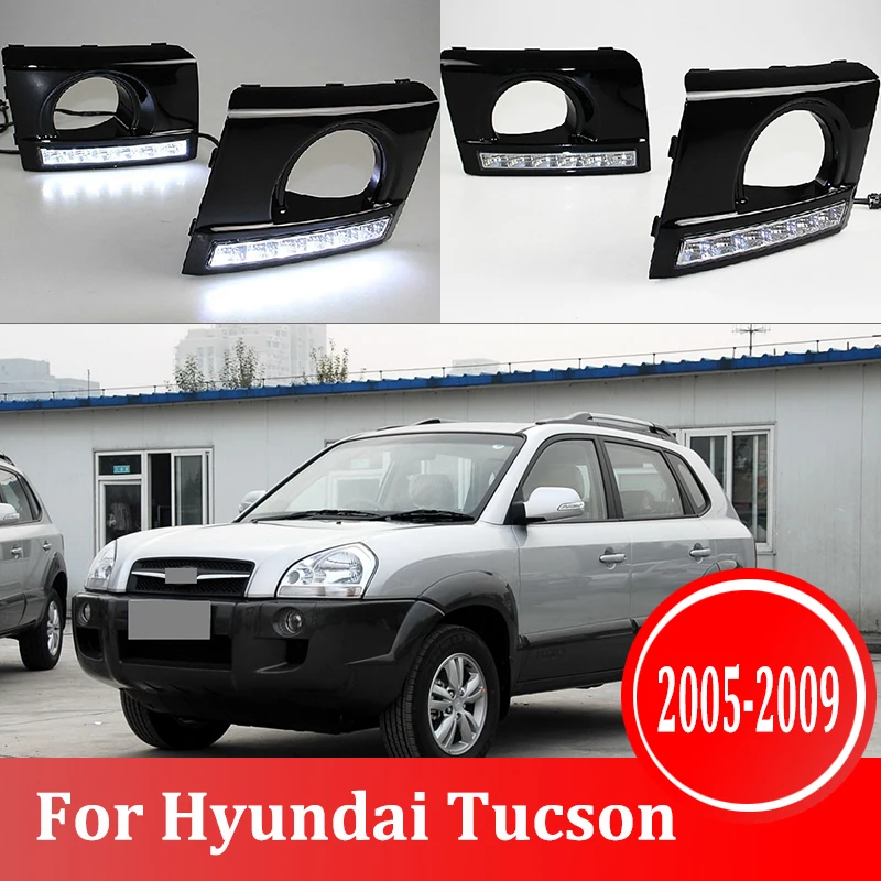 

2pcs For Hyundai Tucson 2005-2009 6000K White Light LED Daytime Driving Running Light DRL Car Fog Lamp