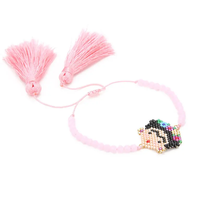 Женский браслет с мультипликационным принтом браслеты кисточкой из розового