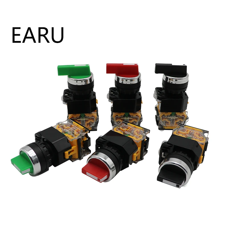 Фиксирующий переключатель моментальный 22 мм 2NO 3-позиционные поворотные