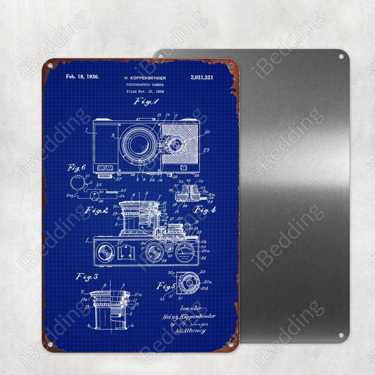 

1936 винтажные металлические знаки на заказ с камерой 20 х0 см