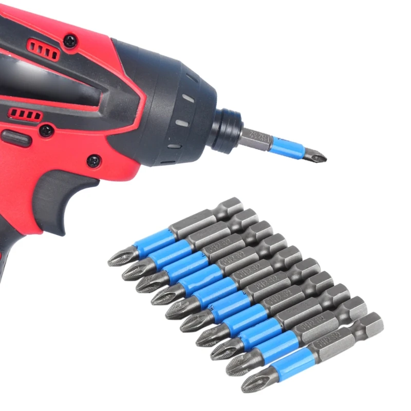 

10 pcs Durable Screwdriver Bits Set PH2 Phillips Magnetic Screwdriver Bit for Workers Use 50mm Magnetic Drill Bits