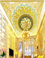 3d ceiling murals photo wallpaper resplendent gold pattern flower living room decoration wallpaper for walls in rolls