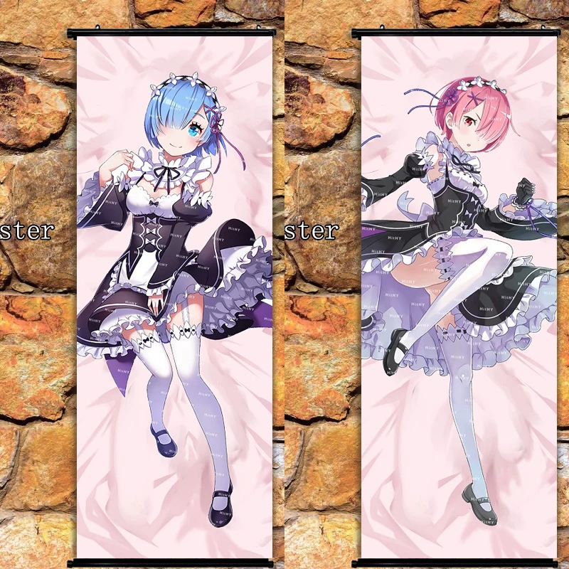 

Аниме плакат «Re:Zero kara Hajimeru Isekai Seikatsu Rem Ram» настенная прокрутка Искусство украшение дома 105x40 см