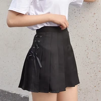 3 color new summer kawaii saias womens preppy style pleated skirts bow lace up high waist solid color mini women skirt mujers