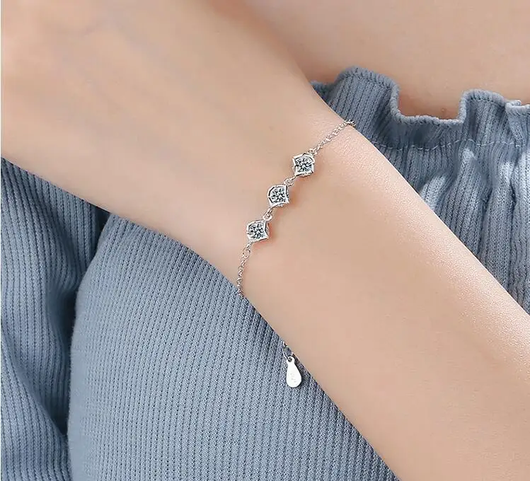 

Женский браслет из серебра 925 пробы, с квадратным цирконом, SL391