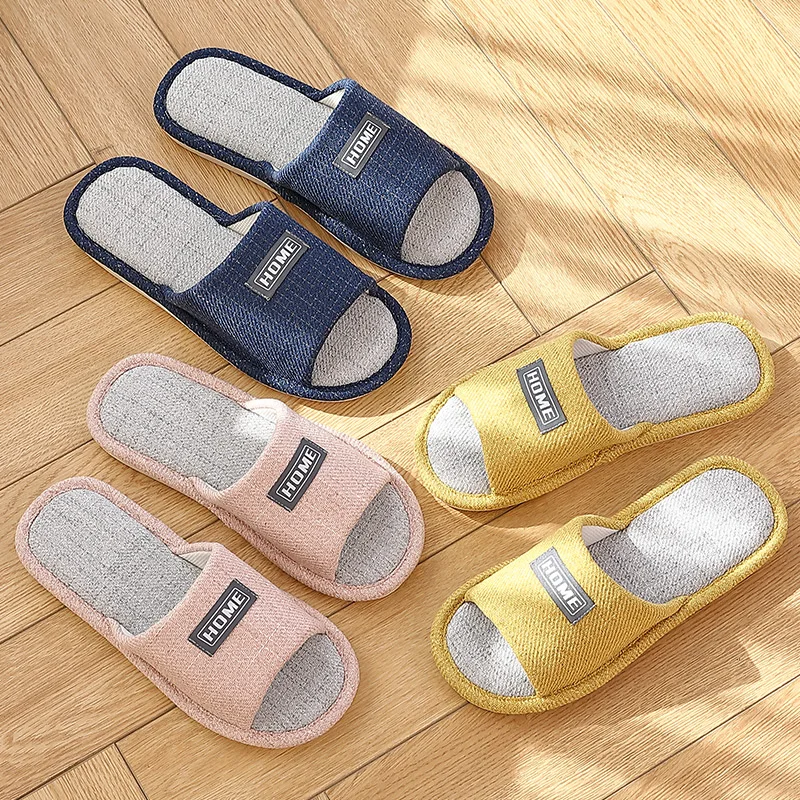 Сандалии унисекс льняные домашние Нескользящие мягкая подошва для пар